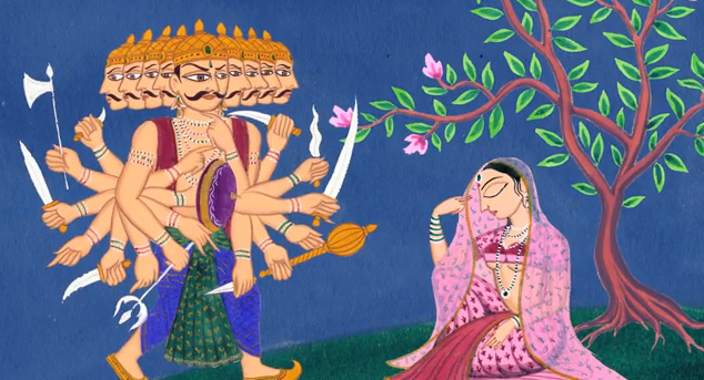 Sita refusing Ravana's advances